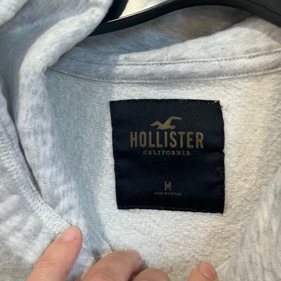 Hollister California Graphic Hoodie Floral Sleeve Embroidery Gray Pullover M - Picture 4 of 8